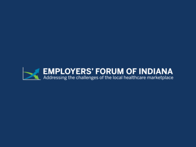 Employers' Forum of Indiana logo on a dark blue background