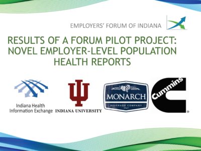 Forum Pilot on Employer Pop Health Reports presentation title slide