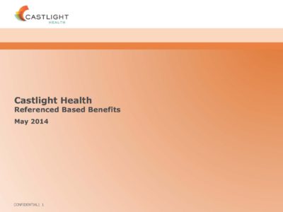 Reference Based Benefits presentation title slide by Castlight Health