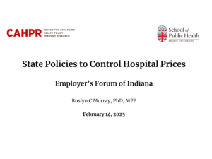 State Policies to Control Hospital Prices